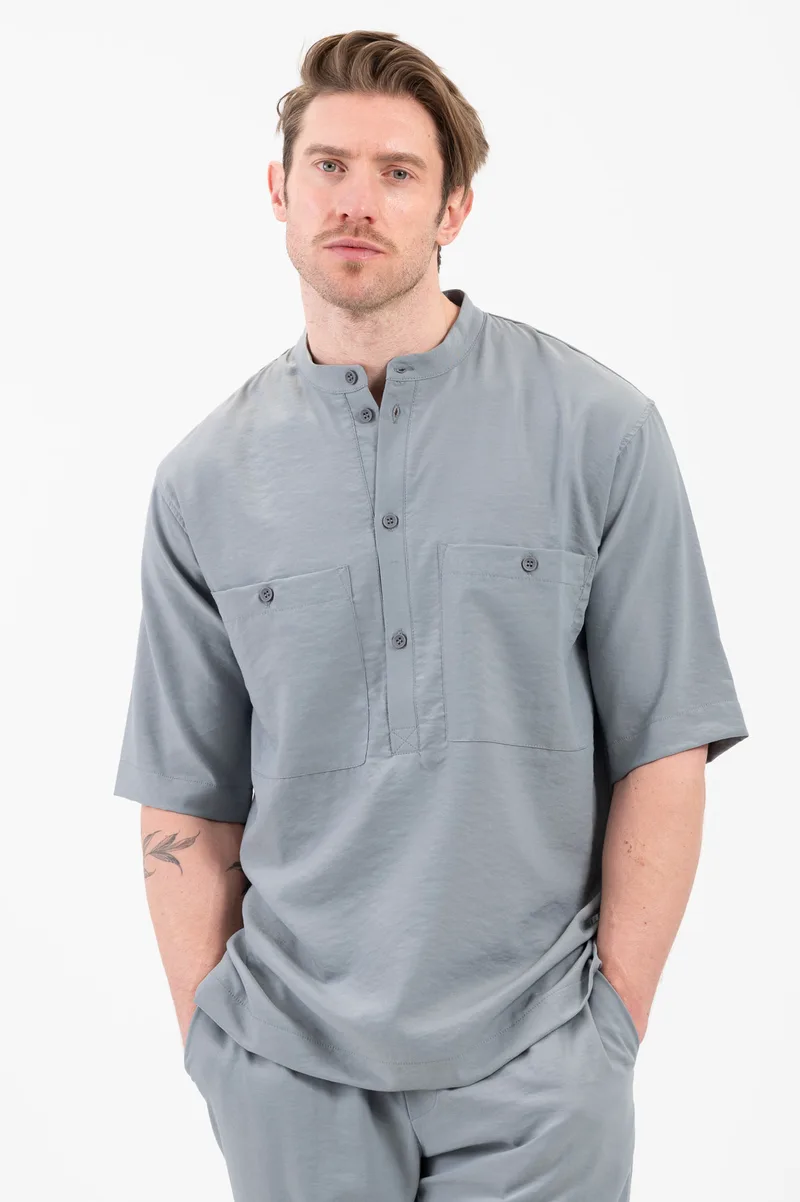 Vittorio Ανδρικό Πουκάμισο Overshirt Vittorio 300-25-PORTO Sky Γκρι Μπλε