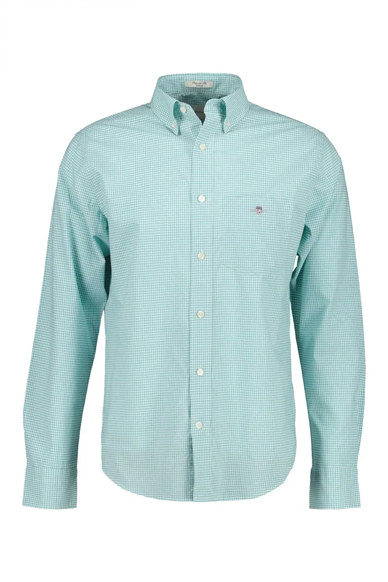GANT ΠΟΥΚΑΜΙΣΟ ΚΑΡΩ REG CLASSIC POPLIN GINGHAM SHIRT ΜΕΝΤΑ-ΛΕΥΚΟ