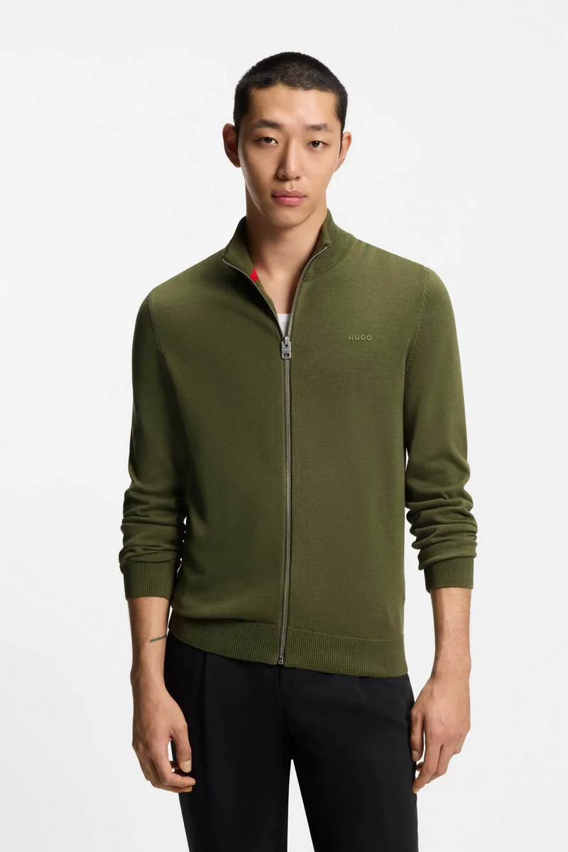 Hugo Boss ανδρική πλεκτή ζακέτα "San Jacomo-C" - 50553606 Χακί