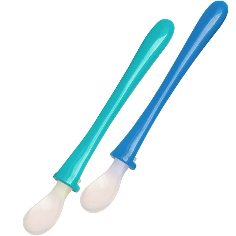 Mam Primamma 6m+ Soft Weaning Spoon Βρεφικό Κουταλάκι Σιλικόνης Απογαλακτισμού με Μακριά Λαβή & Μικρό Μαλακό Στόμιο 2 Τεμάχια - Πράσινο, Μπλέ