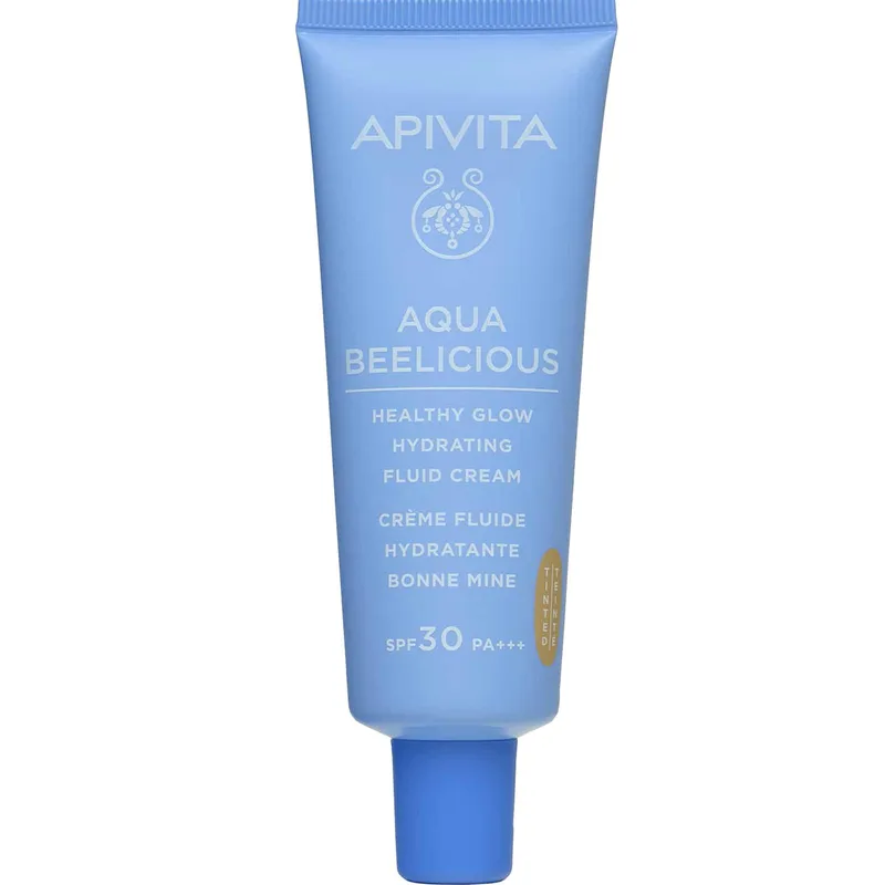 Apivita Aqua Beelicious Healthy Glow Hydrating Fluid Cream Spf30 Tinted Λεπτόρρευστη Κρέμα Προσώπου Ενυδάτωσης για Φυσική Λάμψη Υψηλής Προστασίας με Χρώμα 40ml