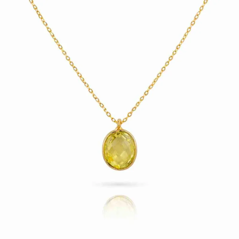 Κολιέ Χρυσό 14Κ Σταγόνα με Citrine