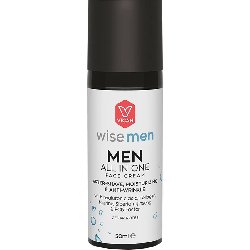 Vican Wise Men All in One Cream After Shave, Ενυδατική & Αντιγηραντική 24ωρη Κρέμα με Καταπραϋντική Δράση για την Ανδρική Επιδερμίδα με Άρωμα από Νότες Κέδρου 50ml