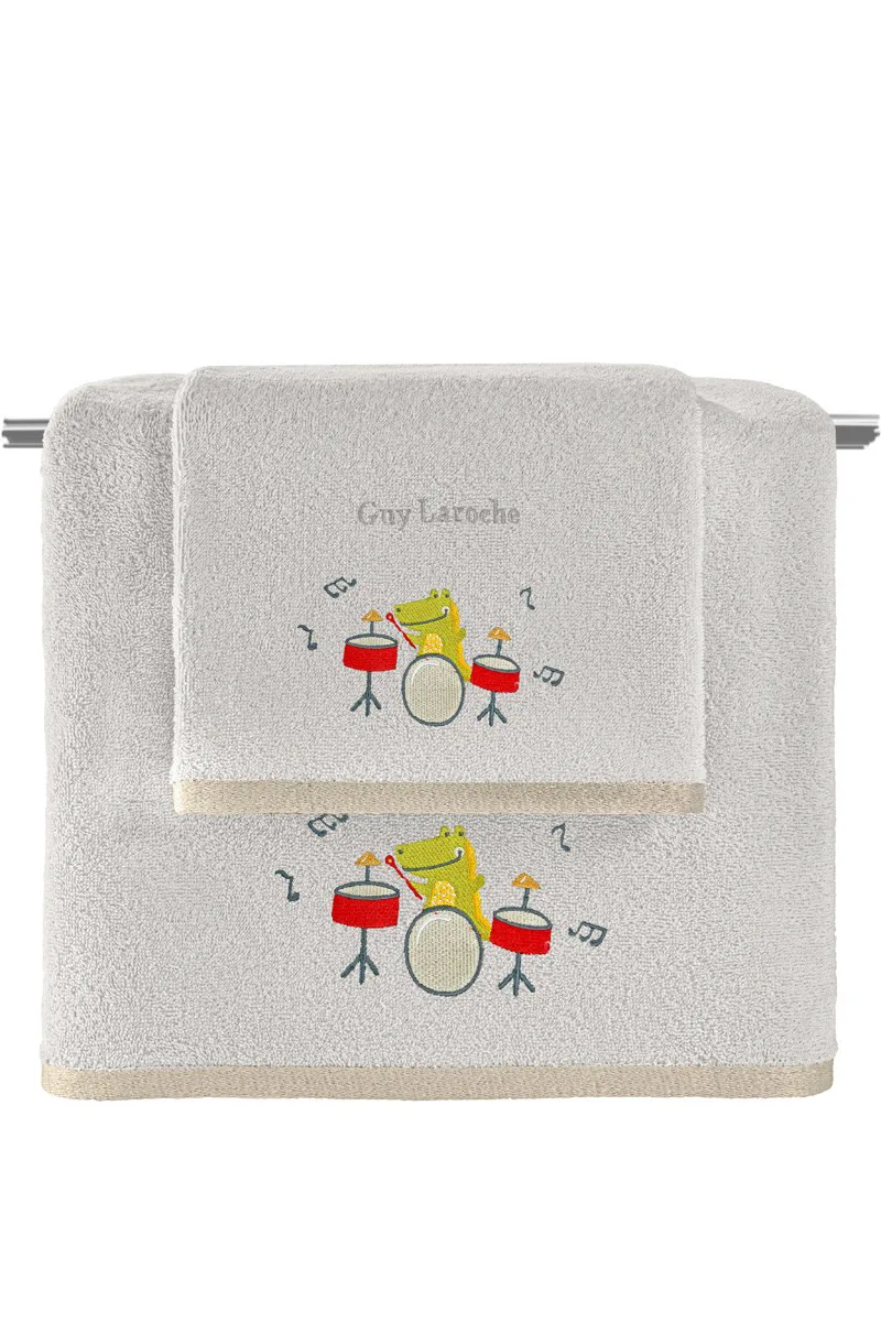 Σετ Βρεφικές Πετσέτες 2 Τεμαχίων Guy Laroche Bebe Band Natural-Silver 50x70,70x130