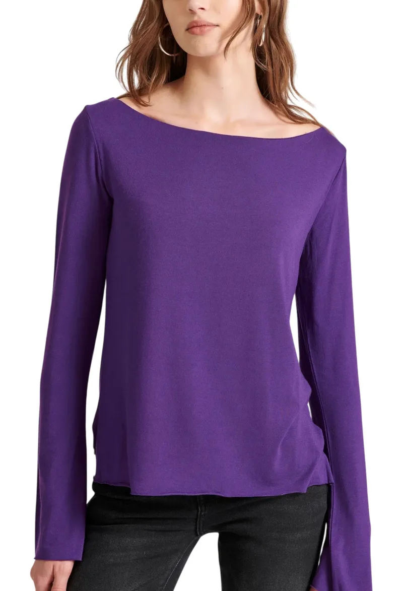 Μπλούζα Μακρυμάνικη Funky Buddha Raw Edges FBL010-103-07-PURPLE Γυναικείο