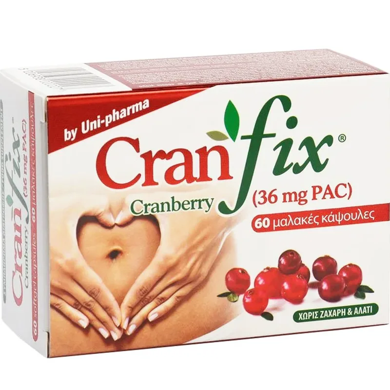 Uni-Pharma CranFix Συμπλήρωμα Διατροφής Εκχυλίσματος Κράνμπερι, Βιταμινών & Μετάλλων για την Αντιμετώπιση Λοιμώξεων του Ουροποιητικού & Ενίσχυση του Ανοσοποιητικού 60 Softgels