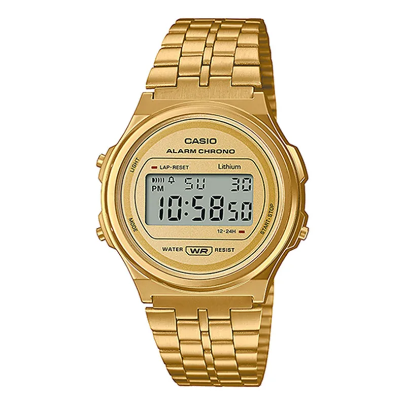 CASIO Vintage Χρυσό Stainless Steel Bracelet A-171WEG-9AEF