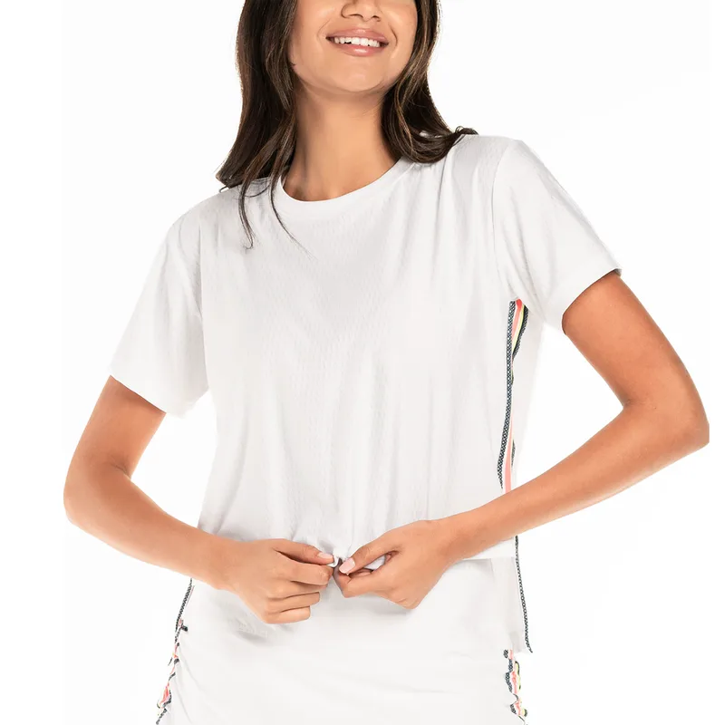 Lucky in Love High-Low Royale Stripe Women's Tennis Top