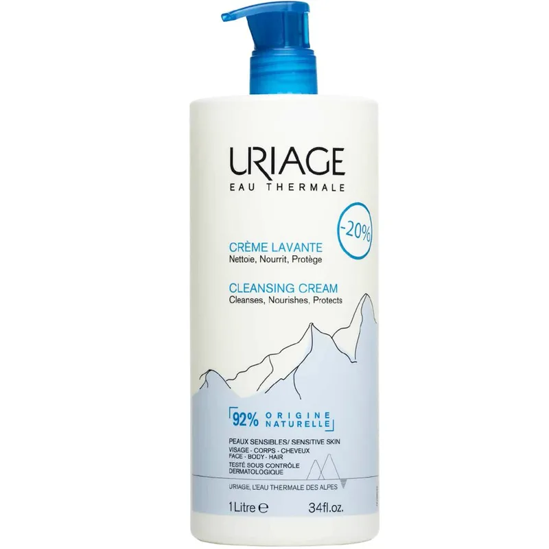 Uriage Promo Cleansing Cream Θρεπτική Κρέμα Καθαρισμού για Πρόσωπο, Μαλλιά & Σώμα για Απόλυτα Καθαρό, Απαλό & Ενυδατωμένο Δέρμα με Αντλία 1Lt