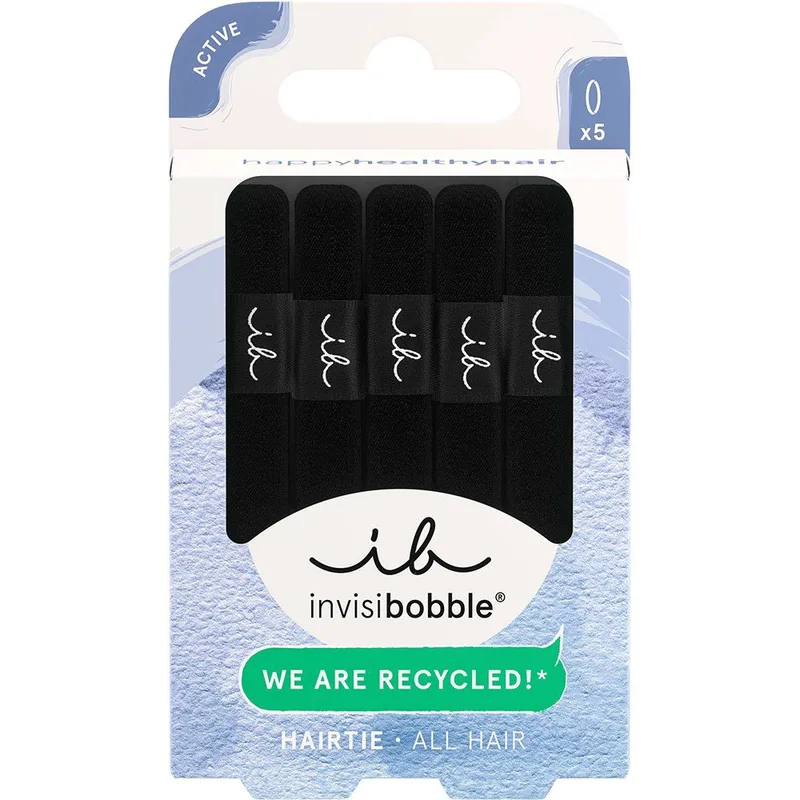 Invisibobble Ecotie Hair Tie Black Λαστιχάκια Μαλλιών για Κράτημα με Λιγότερα Σημάδια, Λιγότερο Πόνο & Φθορά 5 Τεμάχια
