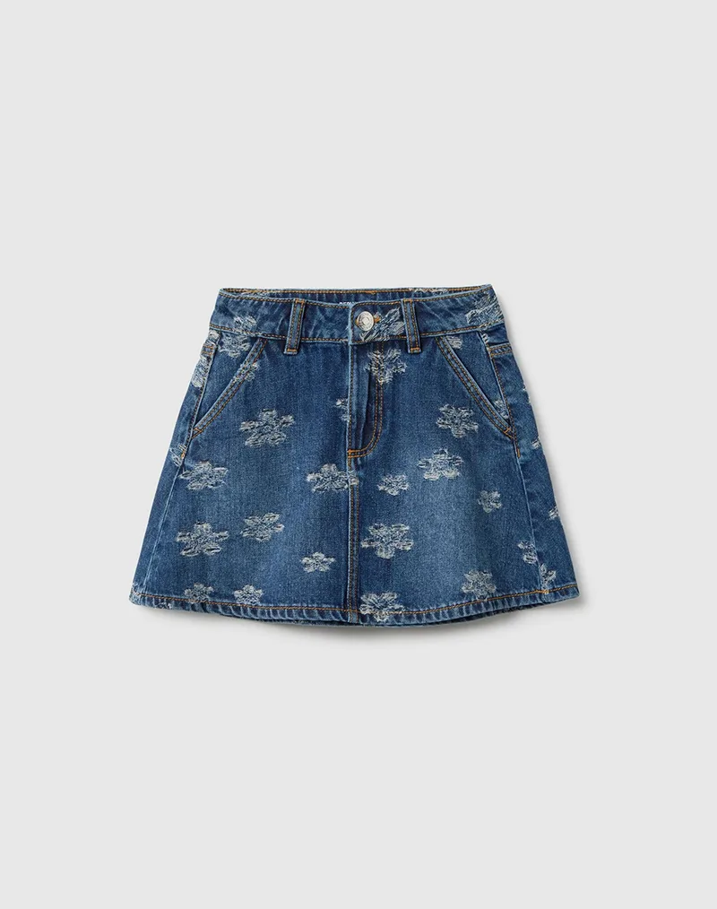 OVS DENIM SKIRT JACQUARD 2551143-DARK BLUE DenimBlue