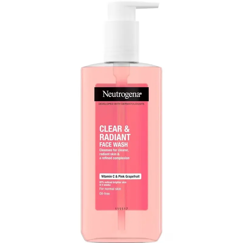 Neutrogena Clear & Radiant Face Wash Gel Vitamin C & Ροζ Grapefruit Αναζωογονητικό Καθαριστικό Προσώπου Καθημερινής Χρήσης για Κανονικό Δέρμα με Βιταμίνη C & Ροζ Γκρέιπφρουτ 200ml