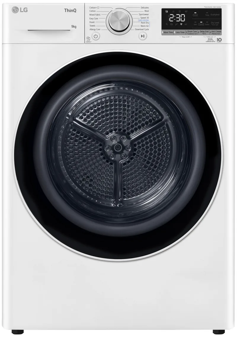 LG RH90V9AV4N Στεγνωτήριο Ρούχων 9kg, με Αντλία θερμότητας Wifi, C, Λευκό RH90V9AV4N