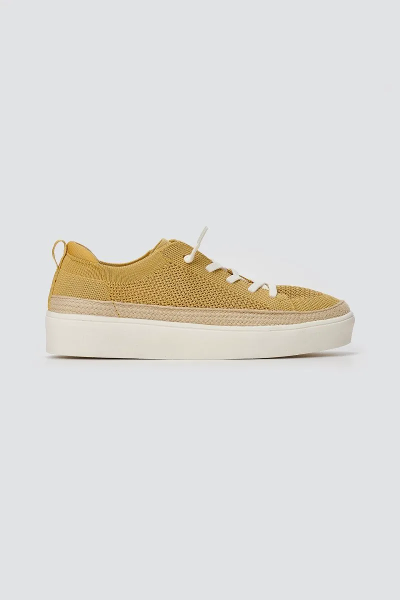 Refresh Knit Lace Up Sneakers Comfort - 175233 - Mustard