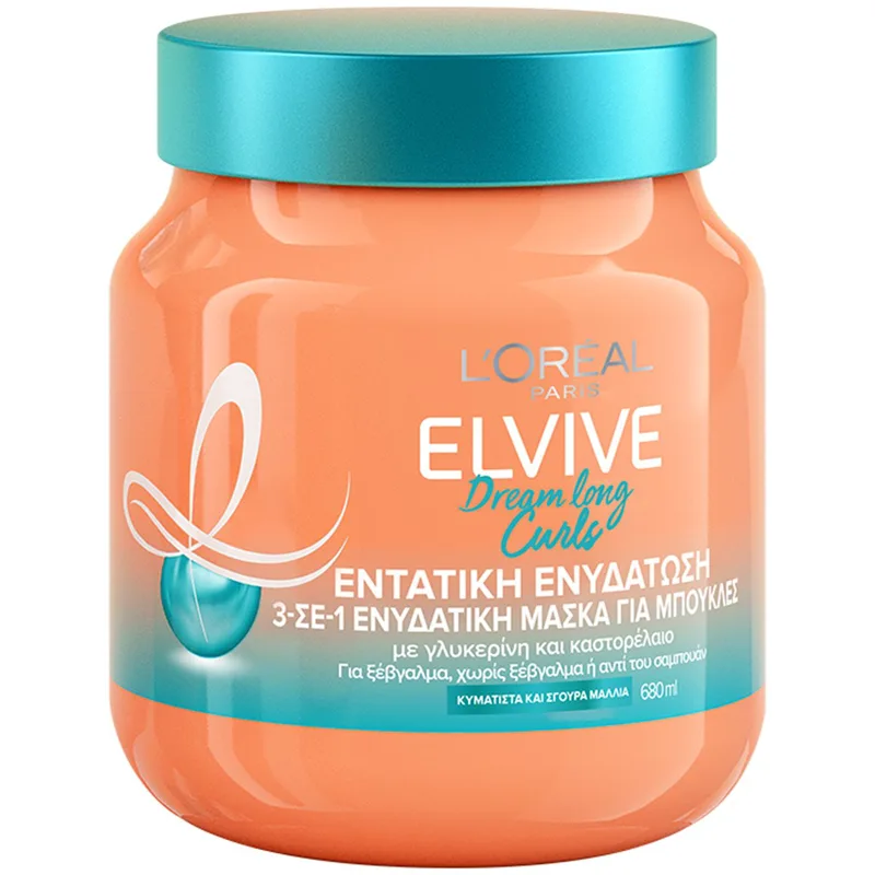 L'Oreal Paris Elvive Dream Long Curls 3 in 1 Moisturizing Mask Μάσκα 3 σε 1 Εντατικής Ενυδάτωσης για Σγουρά Μαλλιά 680ml