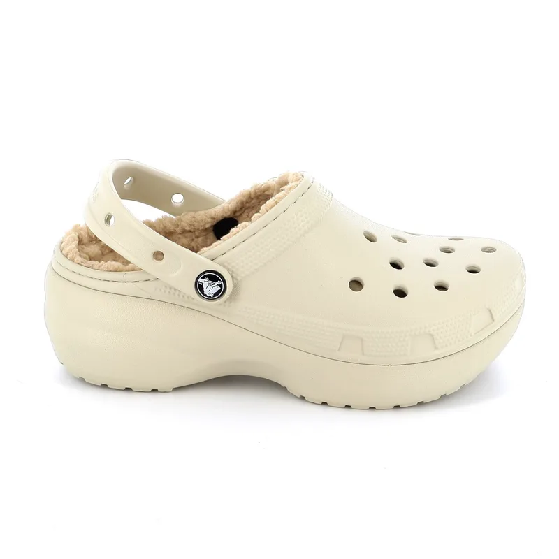 Γυναικείο Σαμπό Crocs Classic Platform Lined Clog W Χρώματος Μπεζ 207938-2Y2