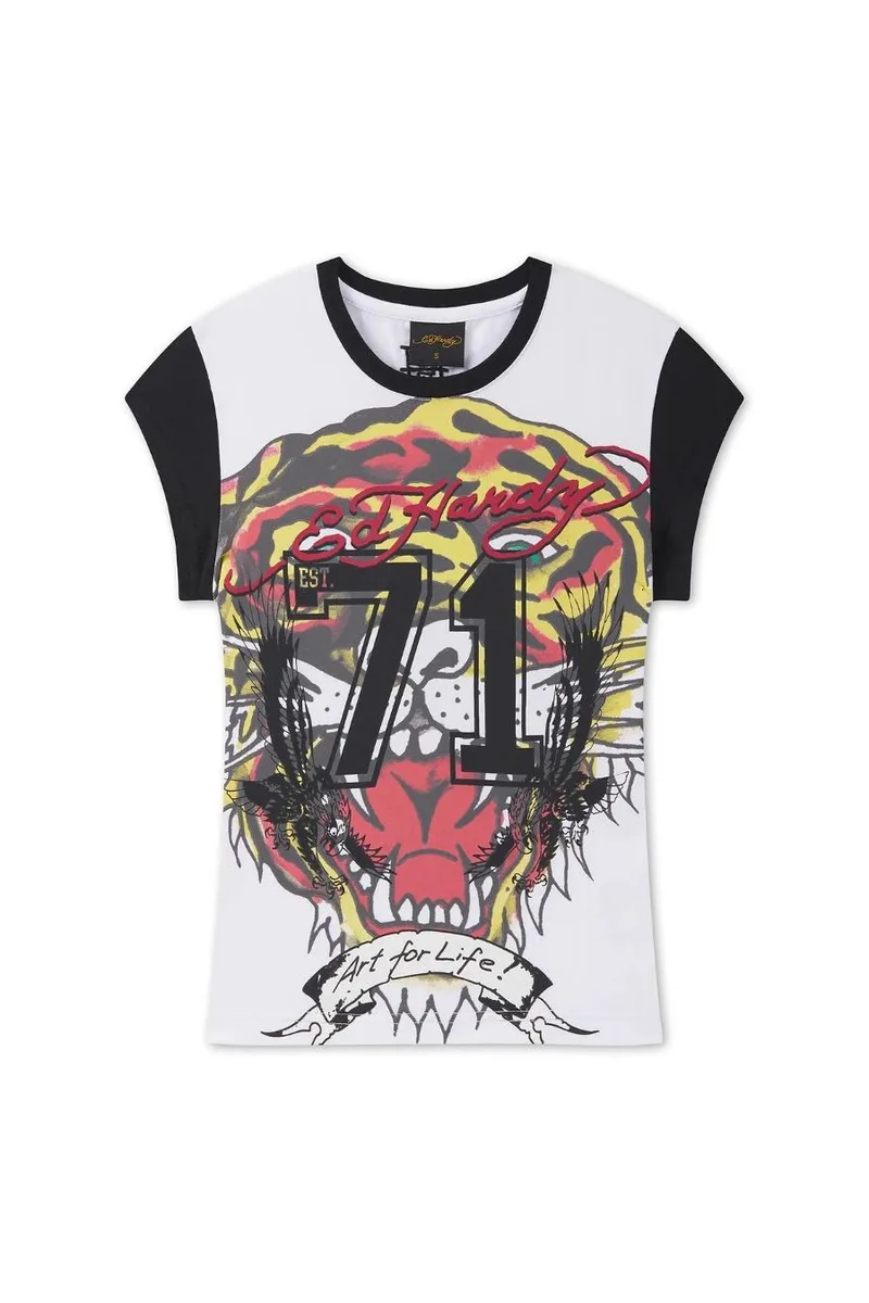 Ed Hardy Roaring Tiger Γυναικείο T-Shirt - Μαύρο-ED5716-BLACK