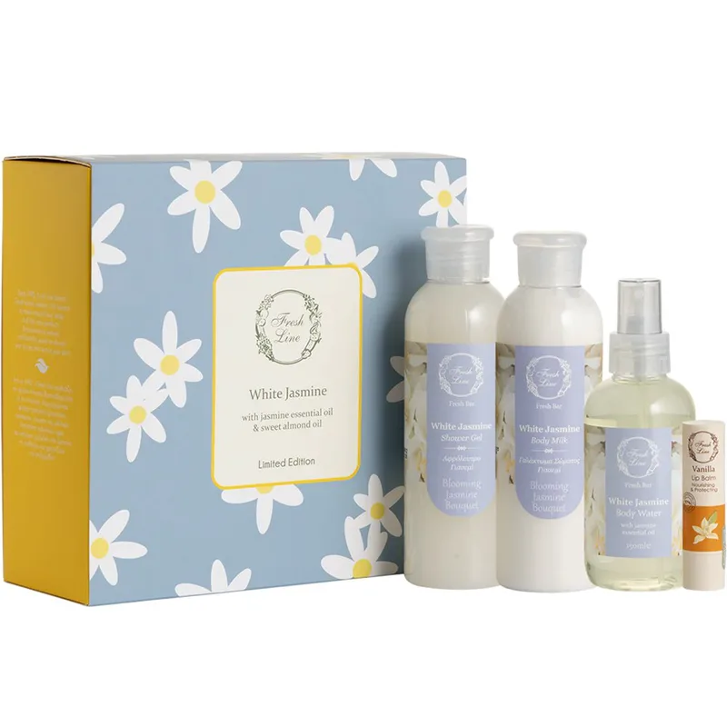 Fresh Line Promo Fresh Bar White Jasmine Shower Gel 200ml & Body Milk 200ml & Body Water 150ml & Nourishing & Protecting Vanilla Lip Balm 5,4g
