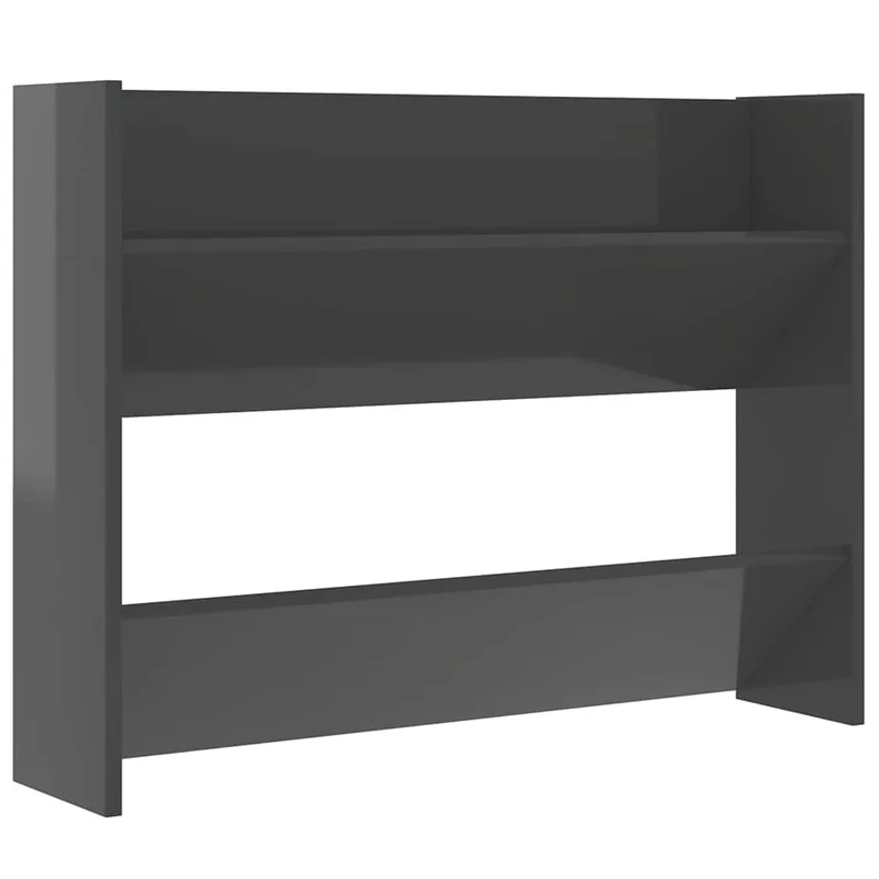 vidaXL Παπουτσοθήκη Τοίχου Γυαλιστερό Γκρι 80x18x60εκ. από Επεξ. Ξύλο