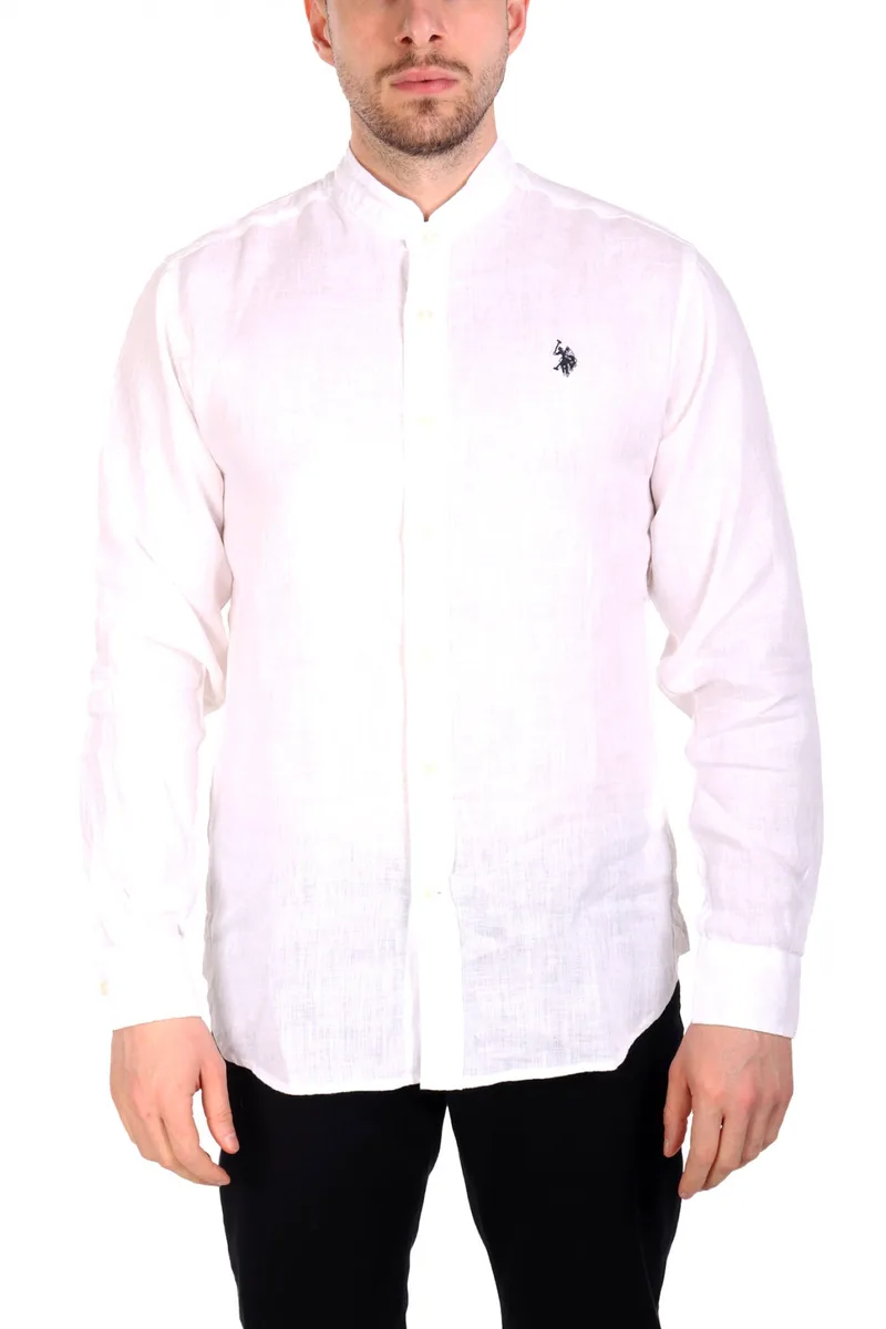U.S.POLO ASSN ΠΟΥΚΑΜΙΣΟ ΜΑΟ SLIM FIT ΛΕΥΚΟ