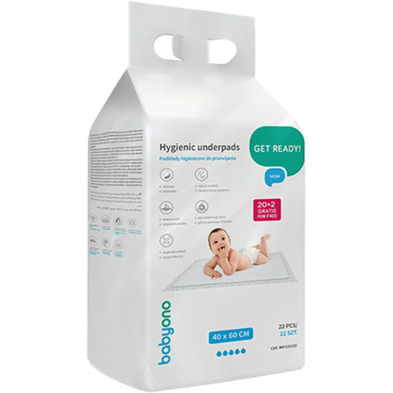 BabyOno Get Ready Hygienic Underpads σελτεδάκια μιας χρήσης 40 x 60 cm 22 τμχ