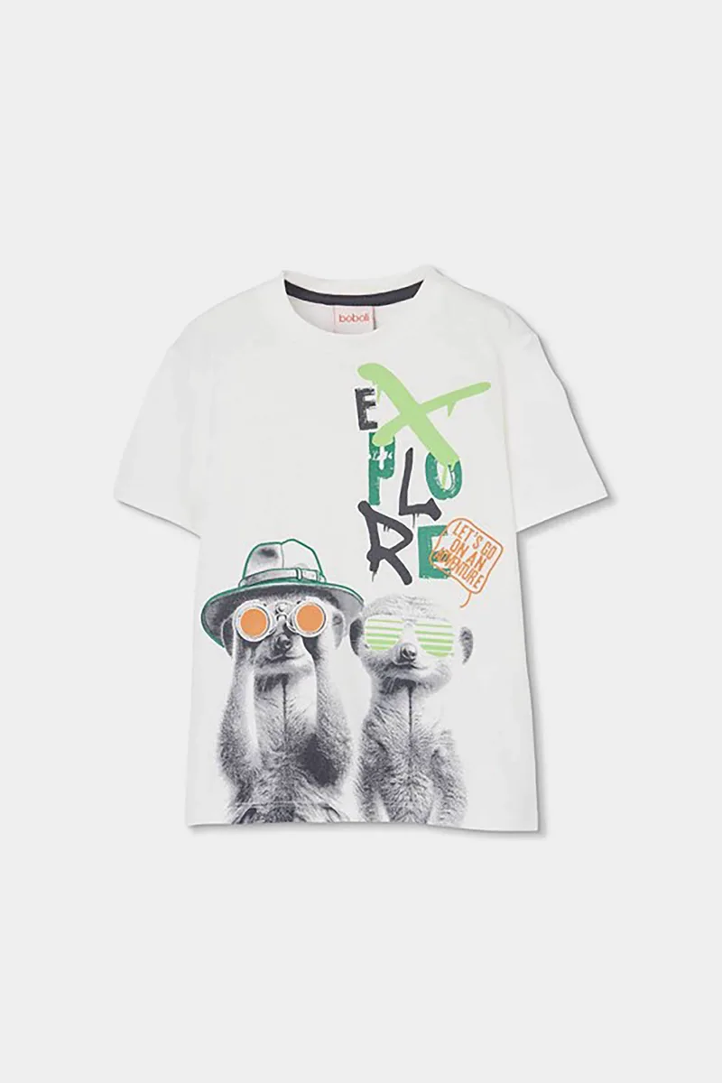 Boboli παιδικό Τ-shirt με print στο στήθος - 513144 Λευκό