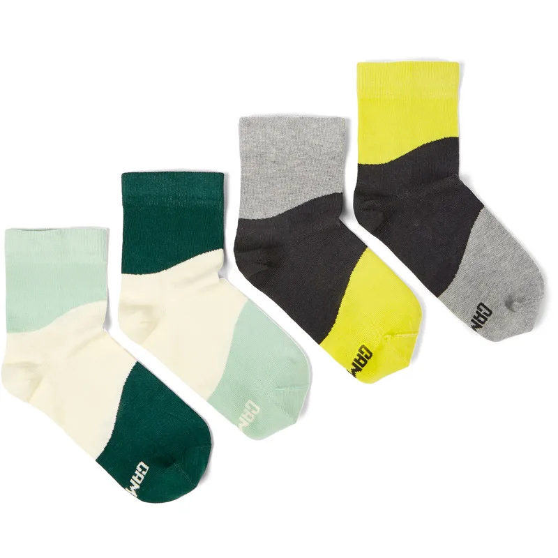 CAMPER Sox Socks - Unisex Κάλτσες - Κίτρινο,Πράσινο,Μαύρο, Μέγεθος S, Cotton fabric