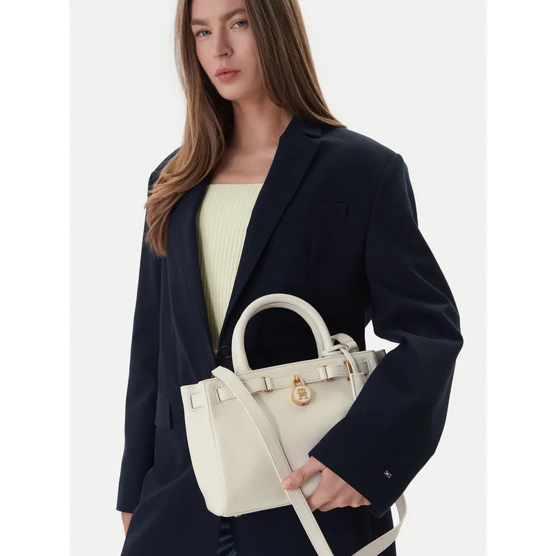 Τσάντα Tommy Hilfiger American Icon Mini Tote Leather AW0AW17926 Μπεζ