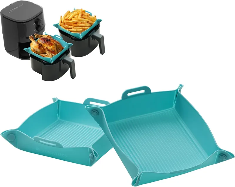 Φόρμα Μαγειρέματος για Air Fryer / Φριτέζα Αέρα Navaris Σιλικόνης 21.5 cm 2 Τεμάχια - Blue (NAV0000272R002C)