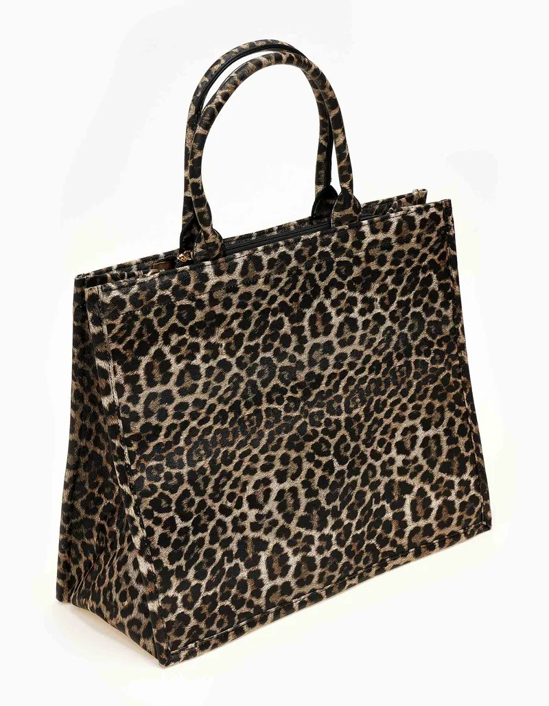 Τσάντα χειρός και ώμου με leopard print - Λεοπάρ