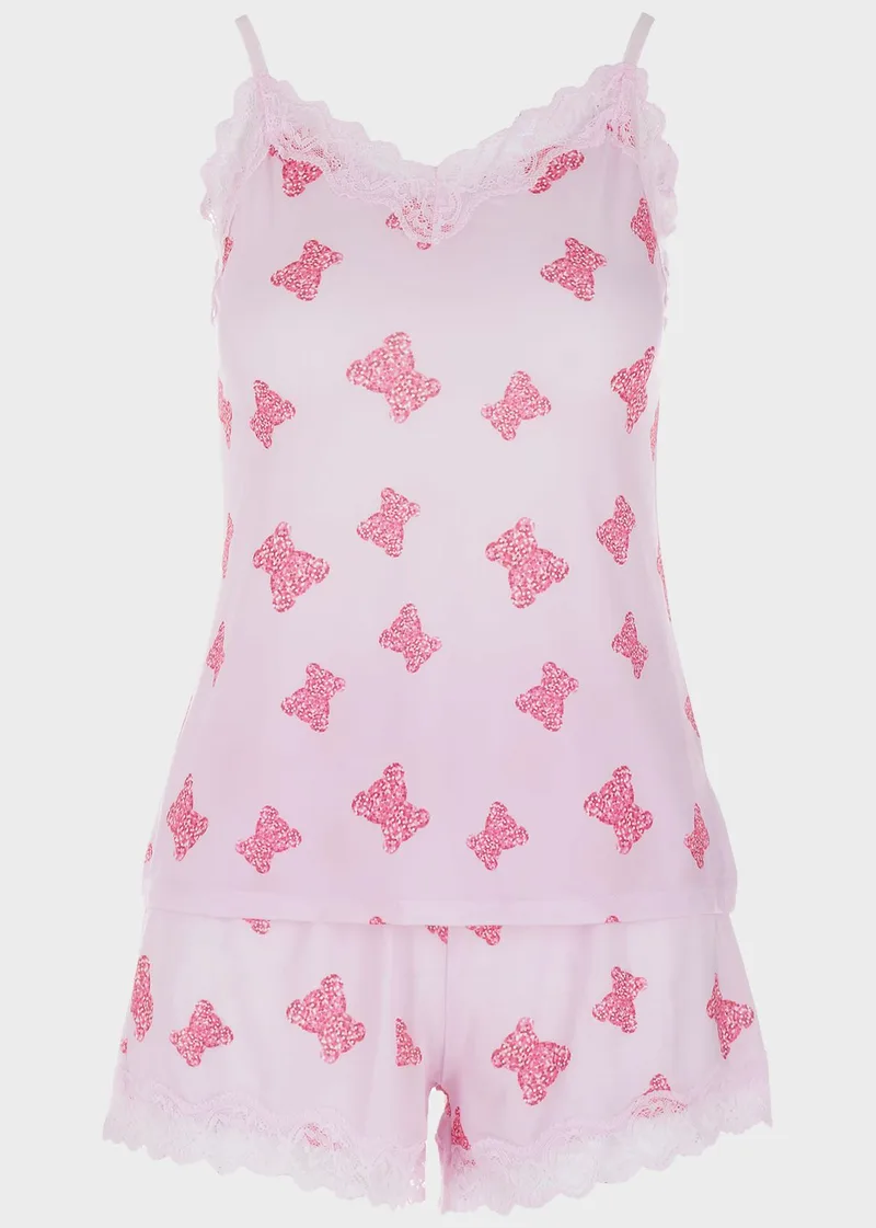 Γυναικείο baby doll all print bears ΡΟΖ