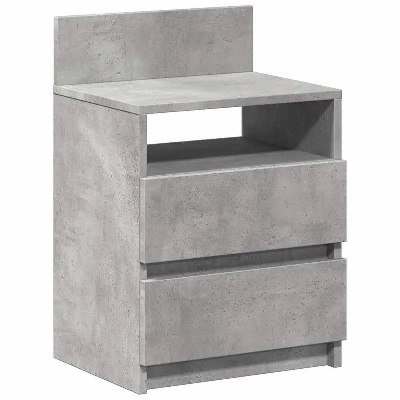 vidaXL Κομοδίνο με 2 Συρτάρια Γκρι Σκυρόδεμα 40x33x60 εκ.