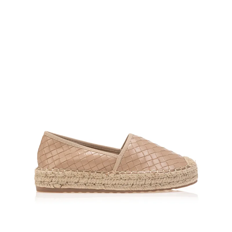 Εσπαντρίγιες μπέζ δερματίνη με σχέδιο καρό ΜΠΕΖ