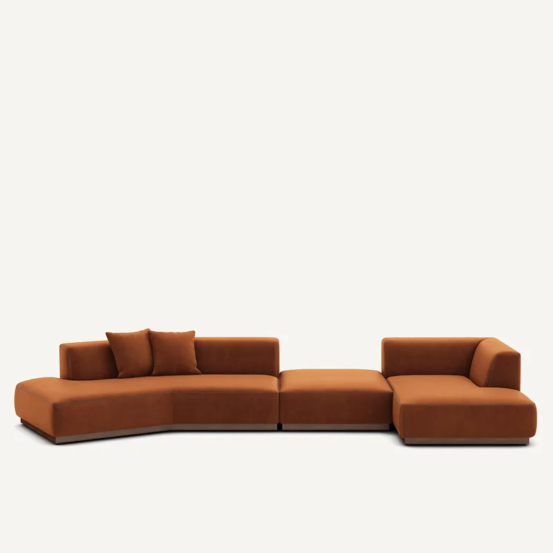 Καναπές γωνία δεξιός XL από βελούδο Μ152xΠ416xΥ67cm