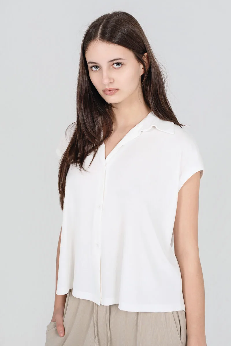 Philosophy Ribbed Cropped Shirt SH77267 Σπασμένο Λευκό