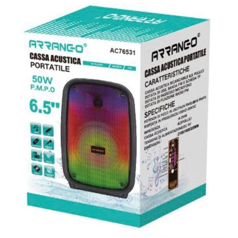 Arrango Ηχείο με λειτουργία Karaoke σε Μαύρο Χρώμα