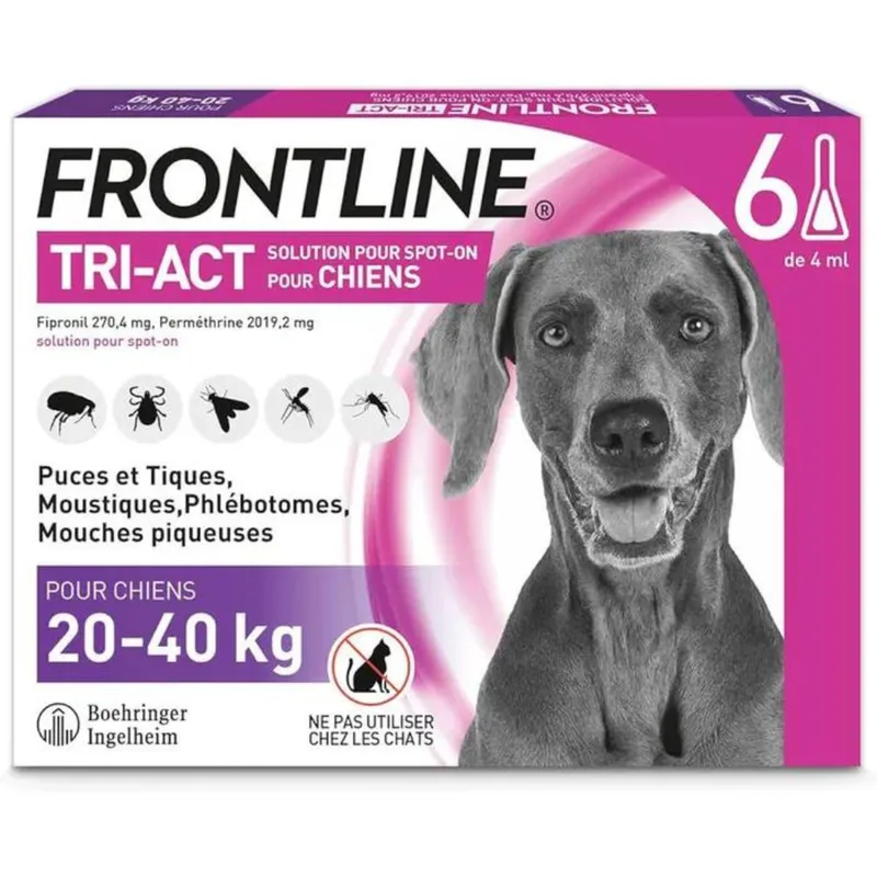 Frontline Tri-act Spot-on Dog 20-40kg 6 Pipettes of 4ml