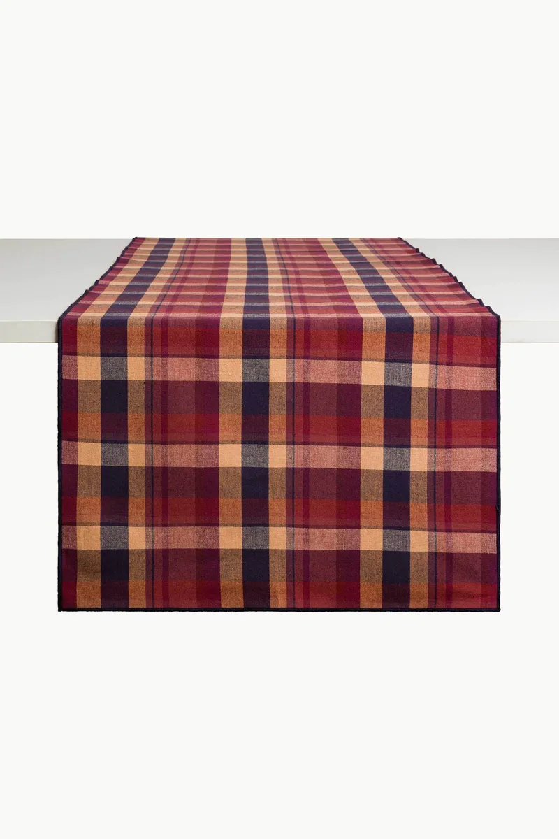 Coincasa ράνερ βαμβακερό με καρό σχέδιο 45 x 140 cm - 007494052 Κόκκινο
