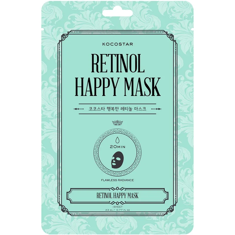 Kocostar Retinol Happy Face Mask Εμποτισμένη Μάσκα Προσώπου Ρετινόλης για Λεία & Λαμπερή Επιδερμίδα 25ml