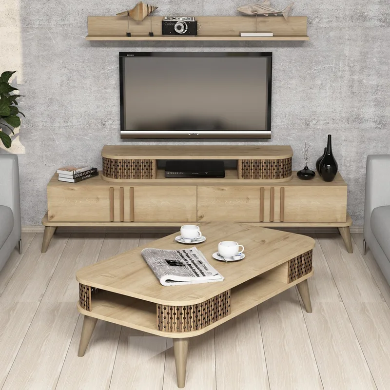Σετ Επίπλων Σαλονιού Eylul - Oak 845Hct5222 (168x51,6x39 cm)
