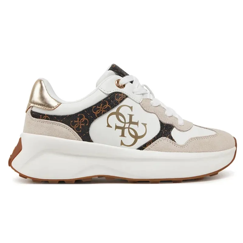GUESS ΓΥΝΑΙΚΕΙΟ ΠΑΠΟΥΤΣΙ LUCKEI FLPLUCPEL12 WHITE BROWN