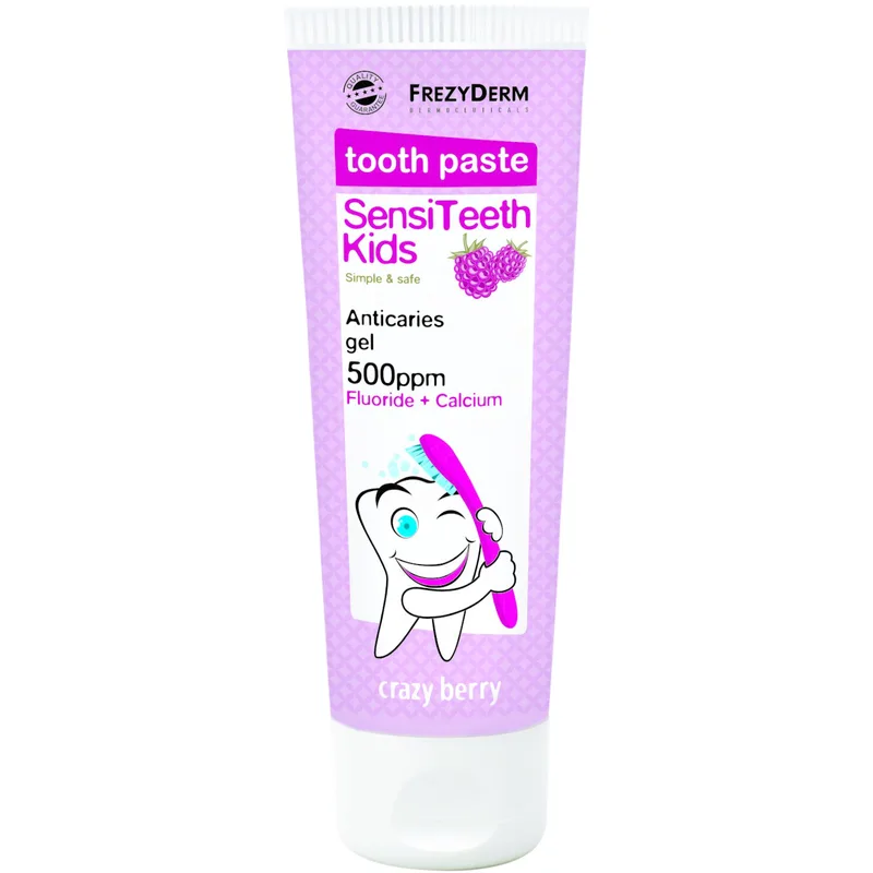 Frezyderm SensiTeeth Kids Tooth Paste 500ppm Fluoride + Calcium Οδοντόκρεμα για Παιδιά Από 3 έως 6 Ετών Crazy Berry 50ml