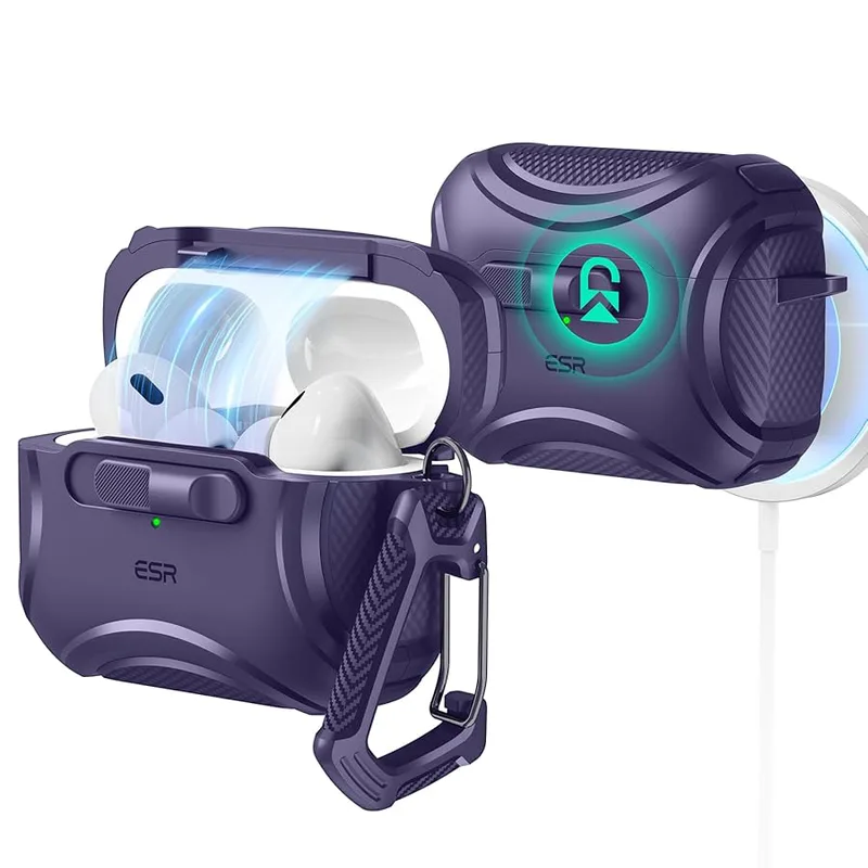 Θήκη ESR AirPods Pro 1/2 Cyber FlickLock Armor Purple (Magsafe Compatible)