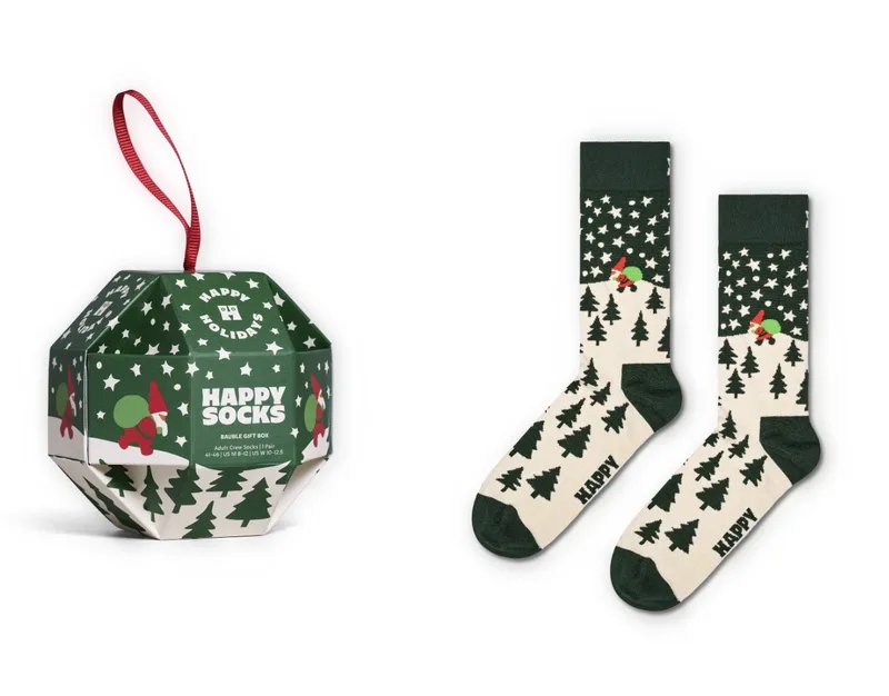 Happy Socks Happy Holidays Bauble Gift Box Adult Crew Socks 1 Pair (Size: 41-46)