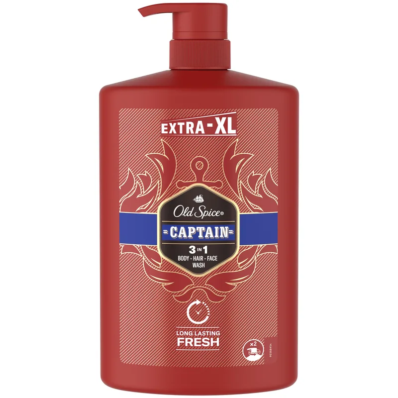 Old Spice Captain 3in1 Shower & Shampoo Gel Ανδρικό Αφρόλουτρο, Σαμπουάν σε Μορφή Gel για Σώμα, Μαλλιά & Πρόσωπο 1L