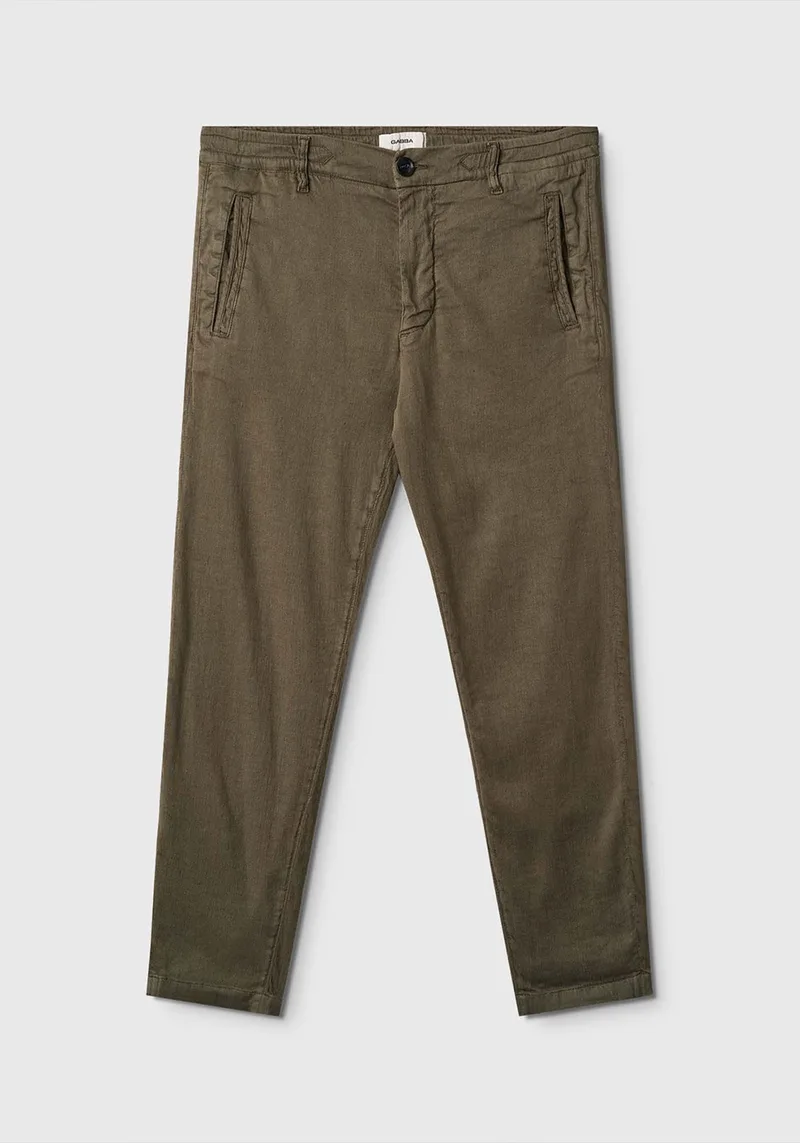 GABBA Λινό Παντελόνι της σειράς Monza Twill - 10974 7007 Dusty Olive