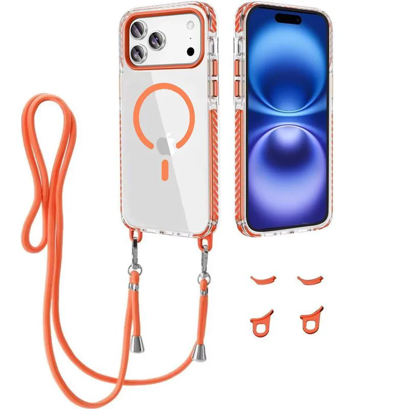 Θήκη Orso Detachable Lanyard Magsafe Clear Πορτοκαλί iPhone 17 Pro Max