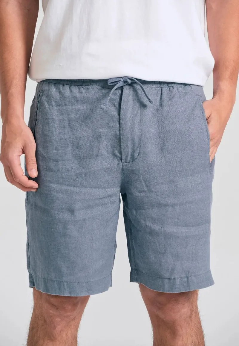 Funky Buddha Ανδρική Comfort fit garment dyed λινή βερμούδα FBM011-009-03 Σκούρο Γκρί