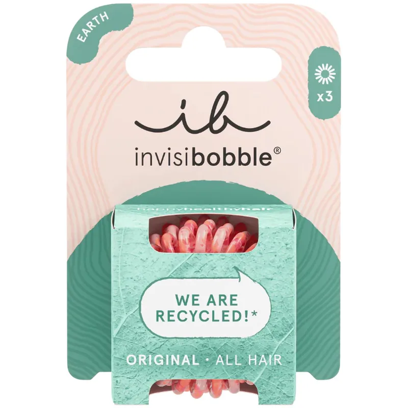 Invisibobble Original Earth Collection Save It Or Waste It Λαστιχάκι Μαλλιών με Σπιράλ Σχέδιο για Απόλυτο Κράτημα & Στυλ 3 Τεμάχια