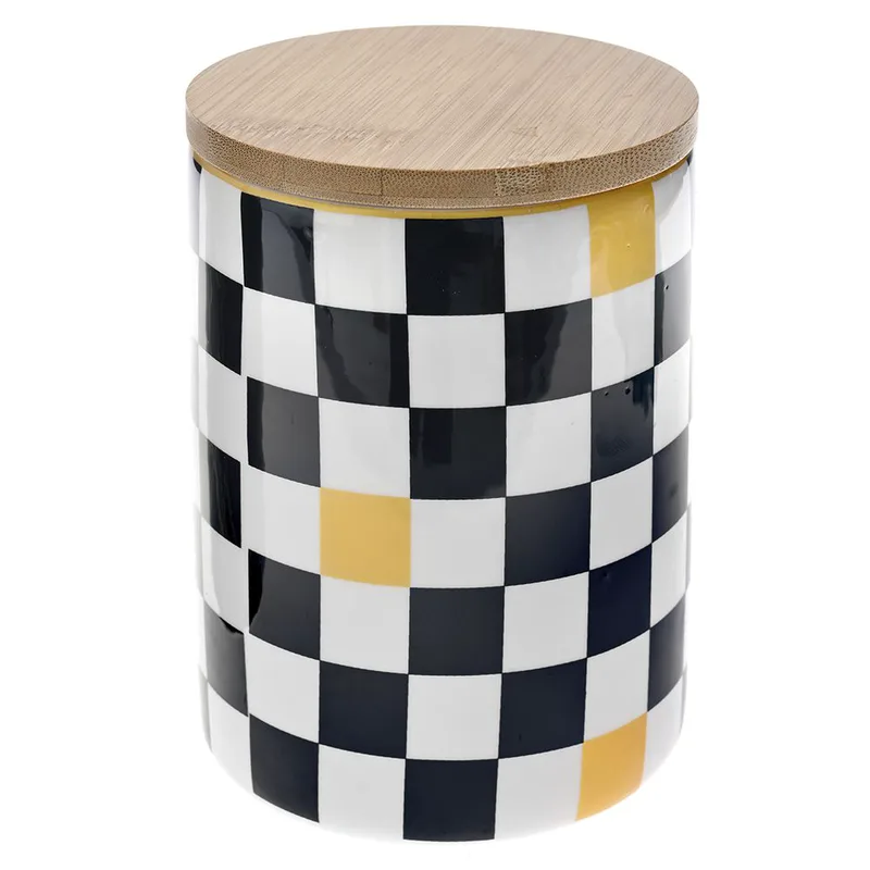 Δοχείο Κεραμικό-Bamboo Μαύρο-Λευκό iliadis 10x14εκ. 77855 (Σετ 2 Τεμάχια) (Υλικό: Κεραμικό, Χρώμα: Λευκό) - Iliadis - il_77855